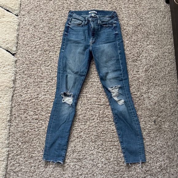 Good American Blue Distressed Skinny Jeans - Picture 1 of 4